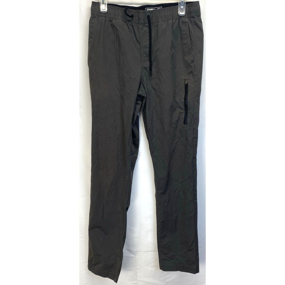 O'Neill Hybrid Mens Small Pants Gray Green Drawstring Elastic Waist Straight Leg
